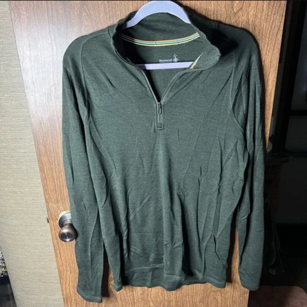 Smartwool Mens Sweater Merino 250 Wool 1/4 Zip Pullover Thermal Base Layer Med
